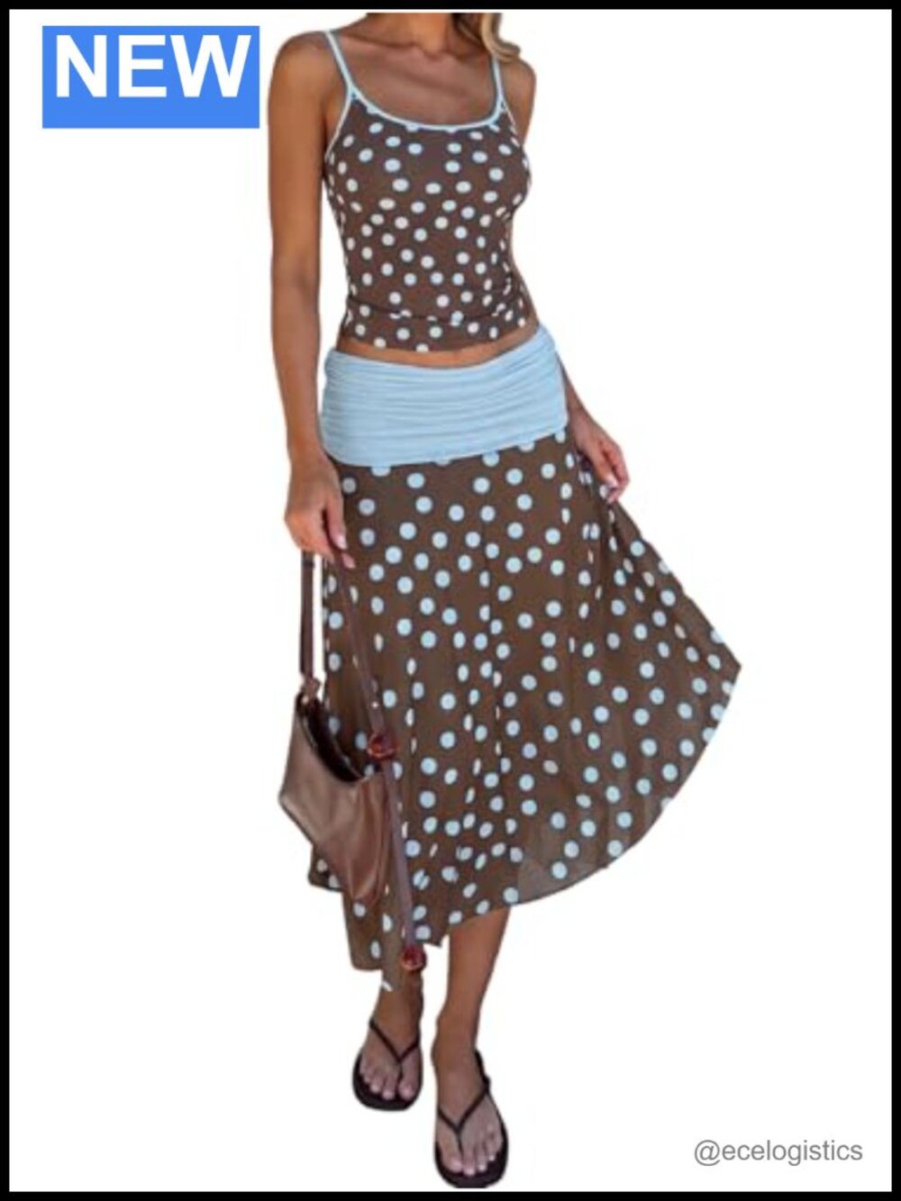 Polka Dot 2 Piece Skirt Set Sleeveless Summer Vacation Y2K Outfit